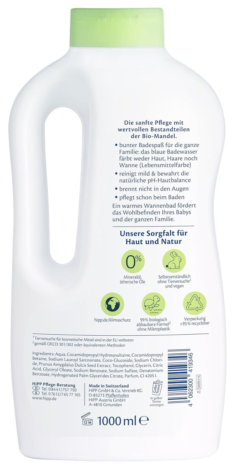 HiPP Baby Gentle Family Bath, 1000ml Kinderen - Bad- en huidverzorging Naty Shop
