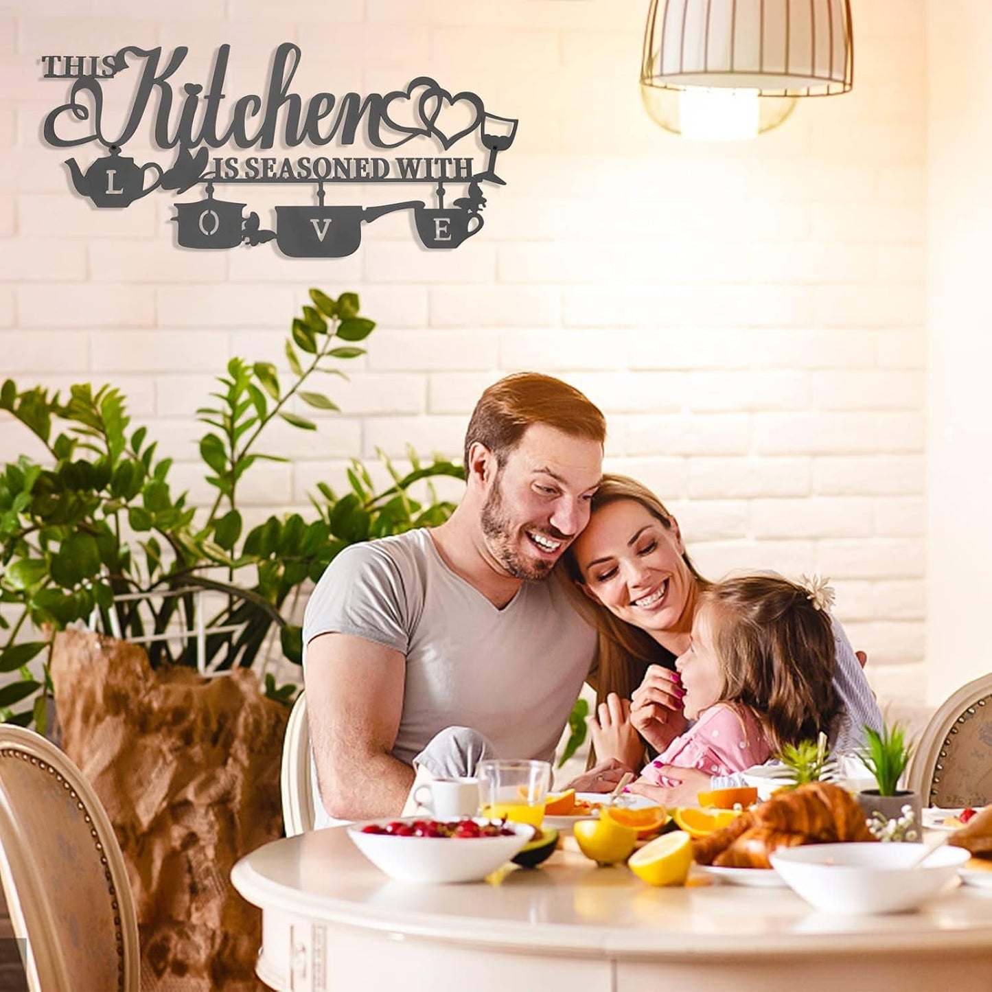KHayRovies Keuken Wanddecoratie Metaal Deze keuken is gekruid met liefde Zwart woord Naambord Rustiek Ijzer Letters Citaten voor keuken Boerderij Woonkamer Beelden en sculpturen Naty Shop