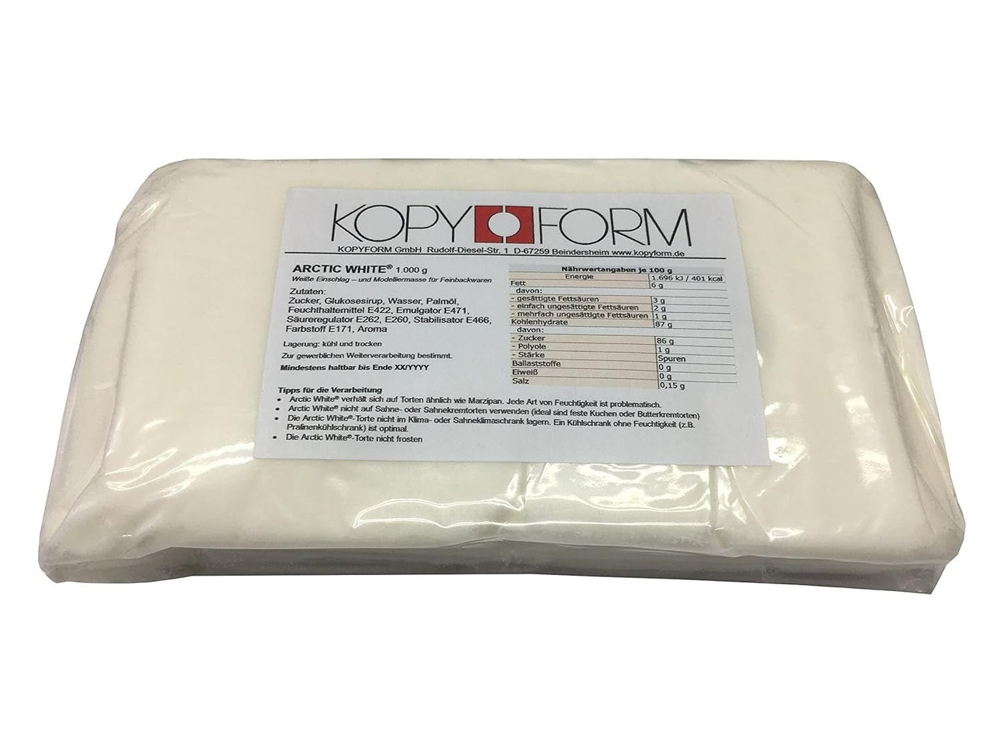 KOPYFORM Arctic White® fondantrol 6 kg, wit Suikerpasta Naty Shop Standaardtitel