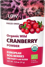 LOOV Biologisch Bosbessenpoeder Gemaakt van 100% hele wilde gevriesdroogde bosbessen geoogst in Noord-Europese bossen 113g Geen toegevoegde suiker Naty Shop Gedehydrateerde producten 91G Cranberrypoeder