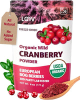 LOOV Biologisch bosbessenpoeder gemaakt van 100% hele wilde gevriesdroogde bosbessen geoogst in Noord-Europese bossen 113 g zonder toegevoegde suiker Naty Shop Gedehydrateerde producten 171 g Cranberrypoeder