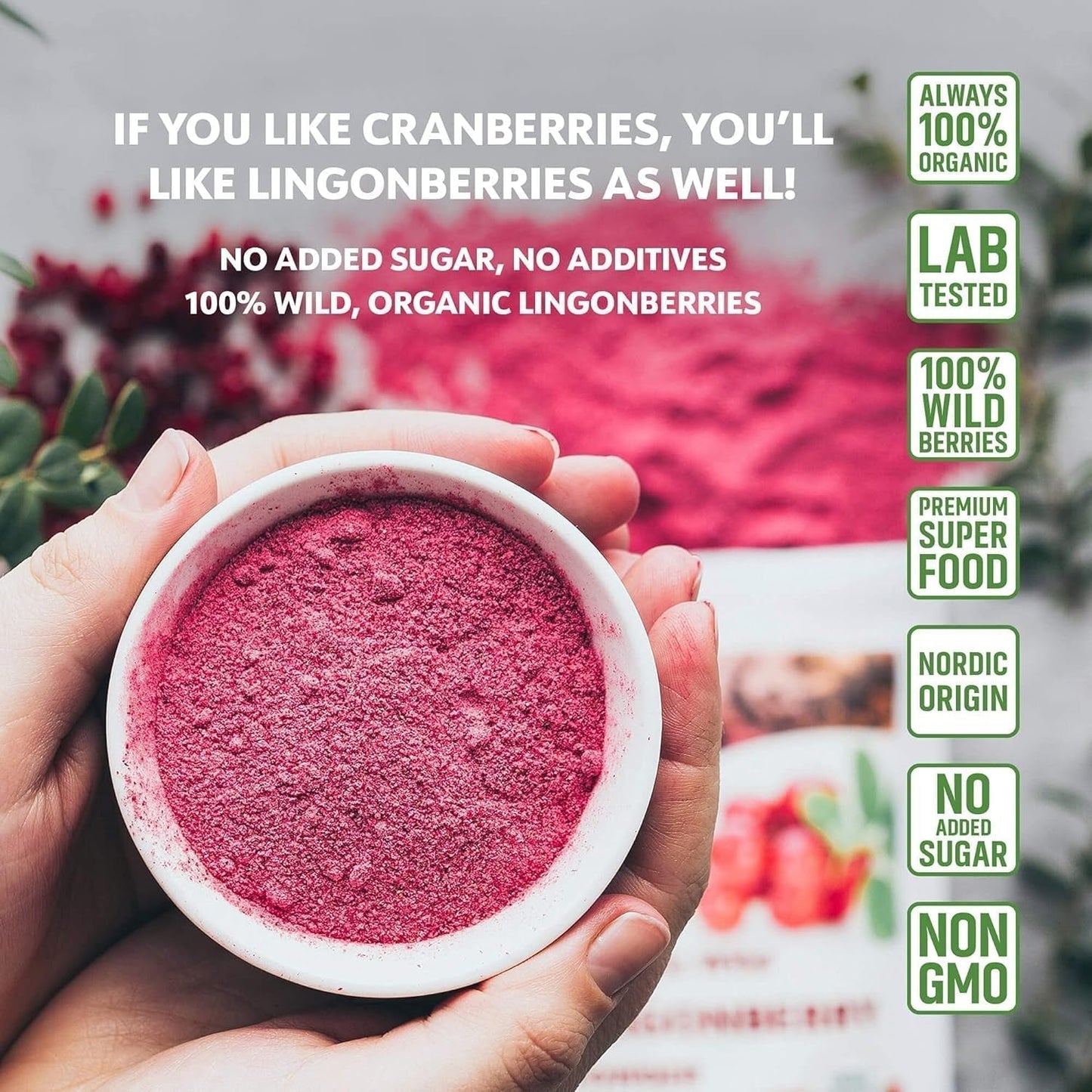 LOOV biologisch bosbessenpoeder, gemaakt van 100% hele, gevriesdroogde wilde bosbessen geoogst in de bossen van Noord-Europa, 113g, zonder toegevoegde suikers Naty Shop Gedehydrateerde Producten