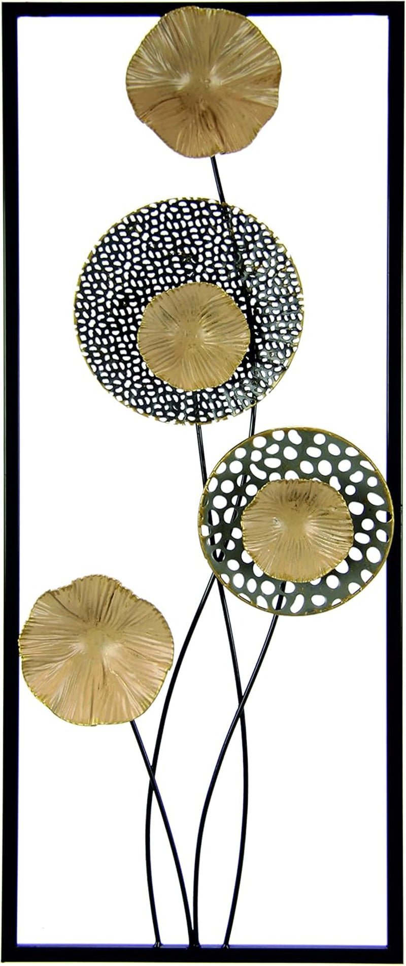 Lotusbladeren fotobehang wanddecoratie wanddecoratie bloemen 3D kunstsculptuur wandsculpturen terrasdecoratie wanddecoratie abstract reliëf wandobject designer cadeau, goud, 61x25x4,5cm Beeldjes en sculpturen Naty Shop Standaard titel
