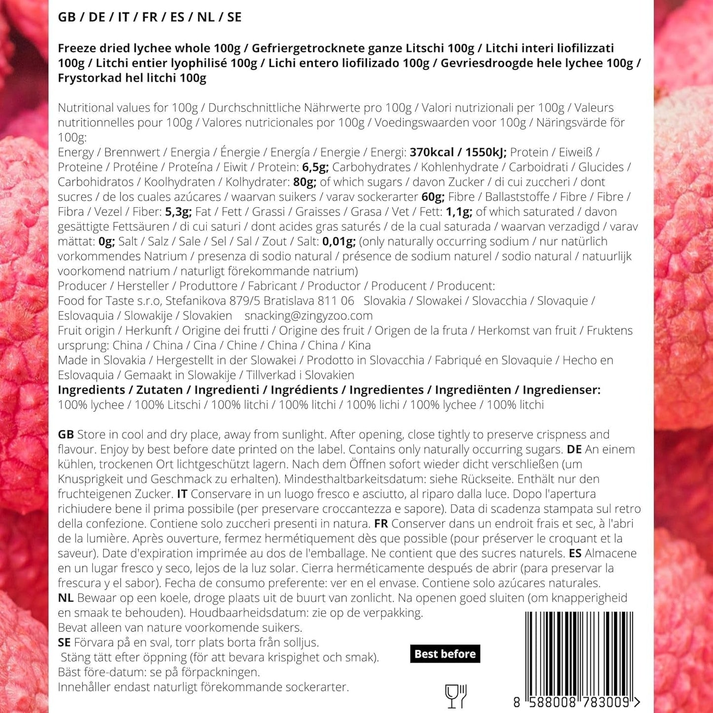 Gevriesdroogde lychee | 100% Lychee gedroogd gevriesdroogd fruit | natuurlijk gedroogd Vegan glutenvrij | Geen Lychee-sap Lychee-siroop | Gevriesdroogd fruit tropische lychee | ZingyZoo Gedroogde producten Naty Shop