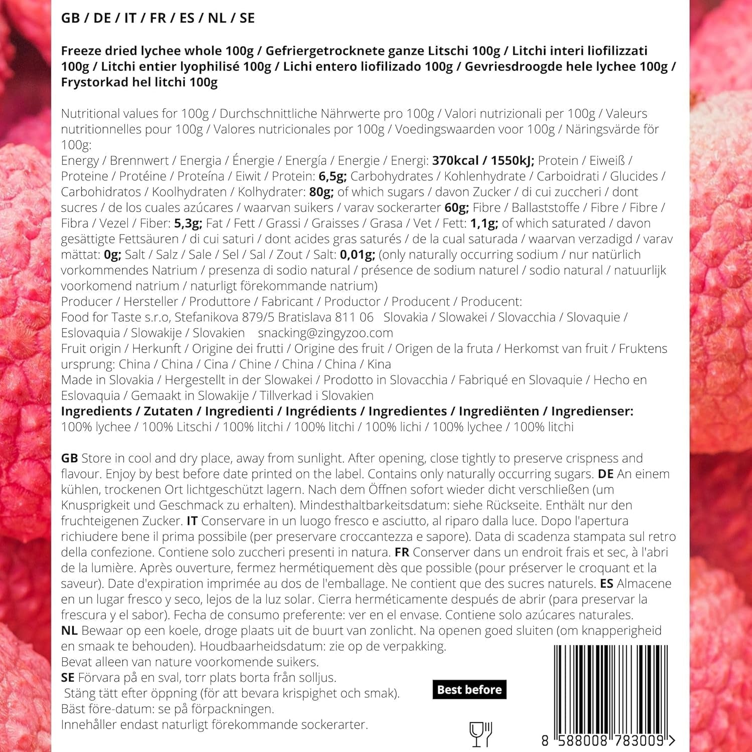 Gevriesdroogde lychee | 100% Lychee gedroogd gevriesdroogd fruit | natuurlijk gedroogd Vegan glutenvrij | Geen Lychee-sap Lychee-siroop | Gevriesdroogd fruit tropische lychee | ZingyZoo Gedroogde producten Naty Shop