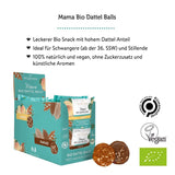 MABYEN Energieballetjes Dadel Bio 20 st. | Dadelballen - Suikervrije gezonde snacks voor zwangerschap en borstvoeding - Eiwitrepen met gedroogd fruit - 13 x cacao en 7 x mangosmaak Gedehydrateerde producten Naty Shop