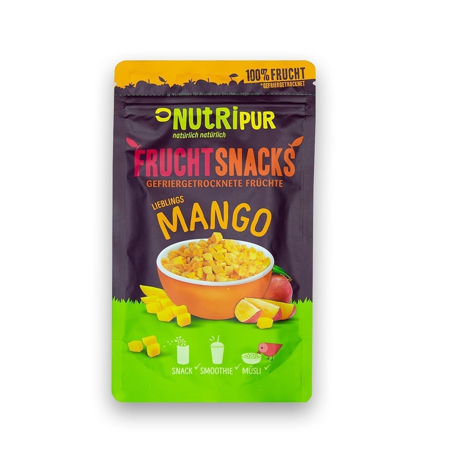 Gevriesdroogde mango: 100g gevriesdroogd fruit uit malse stukjes mango zonder toegevoegde suiker - gedroogde mango - gedroogde mango - gedroogd fruit - gedroogd fruit van NutriPur Gedehydrateerde producten Naty Shop Standaard titel