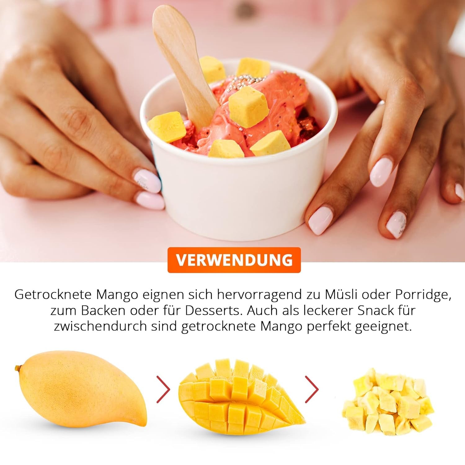 Gevriesdroogde mango, 250g gevriesdroogd fruit, zonder toevoegingen, fruitig, gemaakt in Duitsland Gedroogde producten Naty Shop