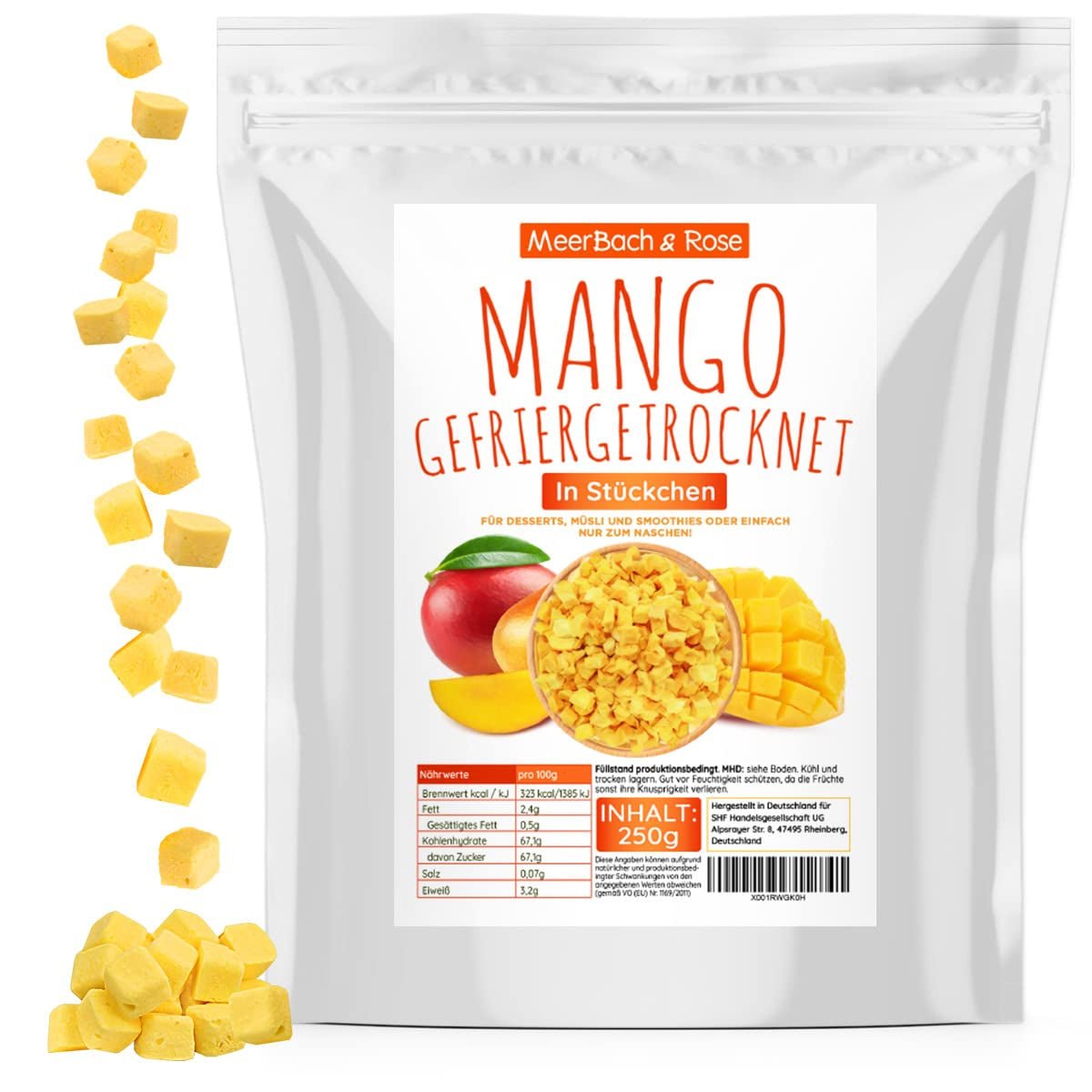 Gevriesdroogde mango, 250 g gevriesdroogd fruit, zonder toevoegingen, fruitig, gemaakt in Duitsland Gedroogde producten Naty Shop Standaard titel
