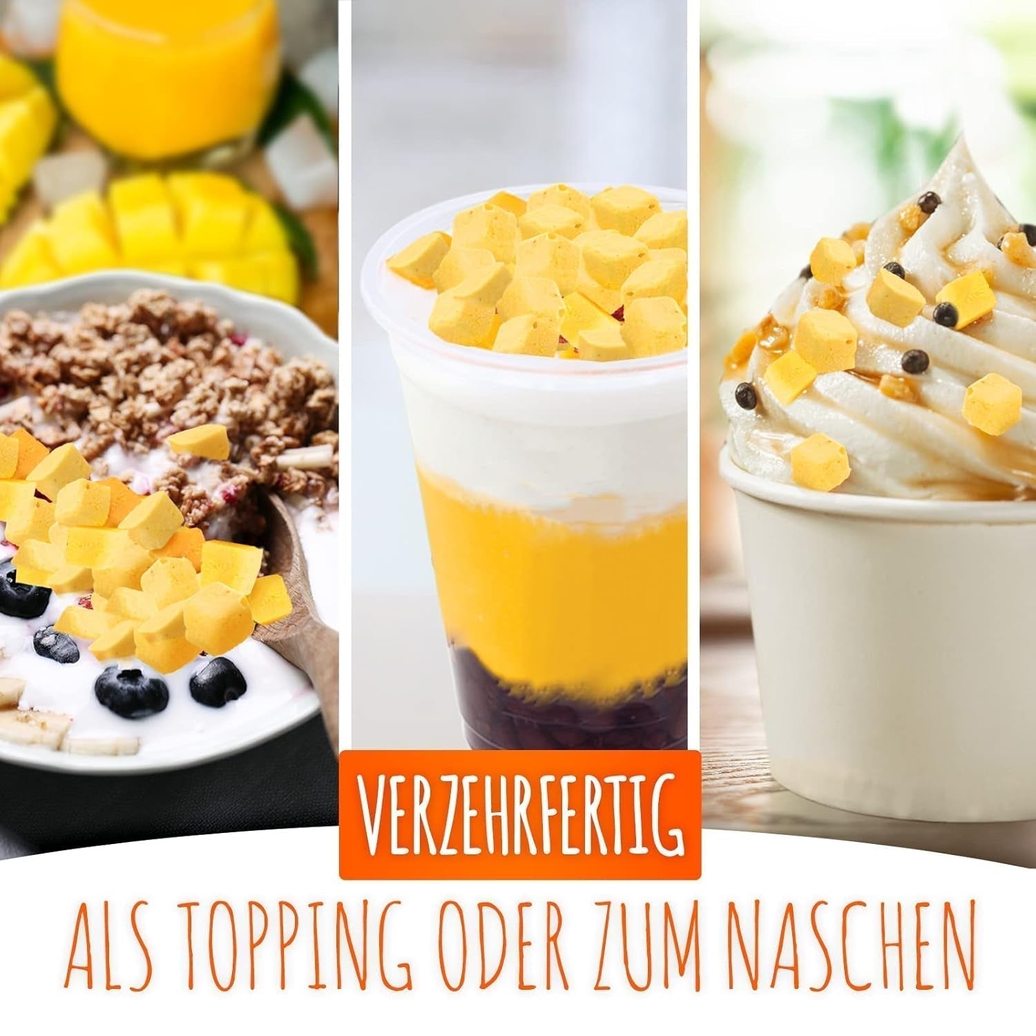 Gevriesdroogde mango, 250g gevriesdroogd fruit, zonder toevoegingen, fruitig, gemaakt in Duitsland Gedroogde producten Naty Shop