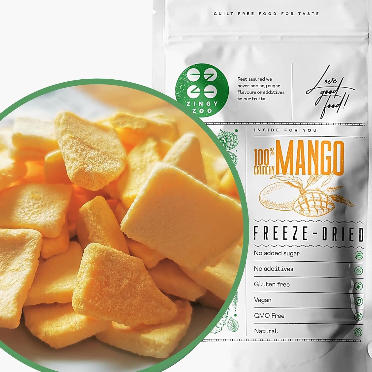 Gevriesdroogde mango | Zonder toegevoegde suiker Gevriesdroogde Mango | Gevriesdroogde mango Mangofruit Gedroogde mango | Gedroogde mango Gedroogd fruit zonder toevoegingen | ZingyZoo Gedroogde Mango (100g) Naty Shop Gedehydrateerde Producten Stukken 100G