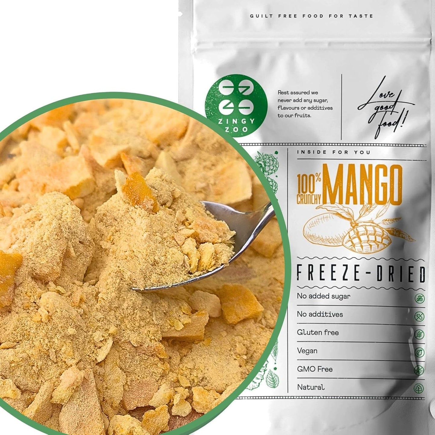 Gevriesdroogde mango | Zonder toegevoegde suiker Gevriesdroogde Mango | Gevriesdroogde mango Mangofruit Gedroogde mango | Gedroogde mango Gedroogd fruit zonder toevoegingen | ZingyZoo Gedroogde Mango (100g) Gedehydrateerde Producten Naty Shop Geplette Stukjes 300G