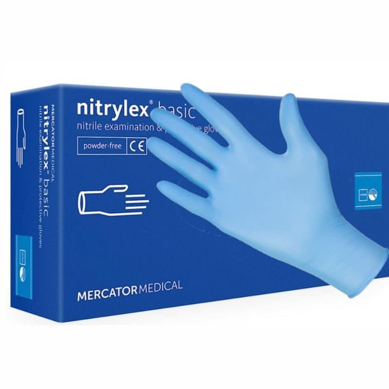 Blauwe poedervrije nitrilhandschoenen Nitrylex 100st, maat S Nati Shop
