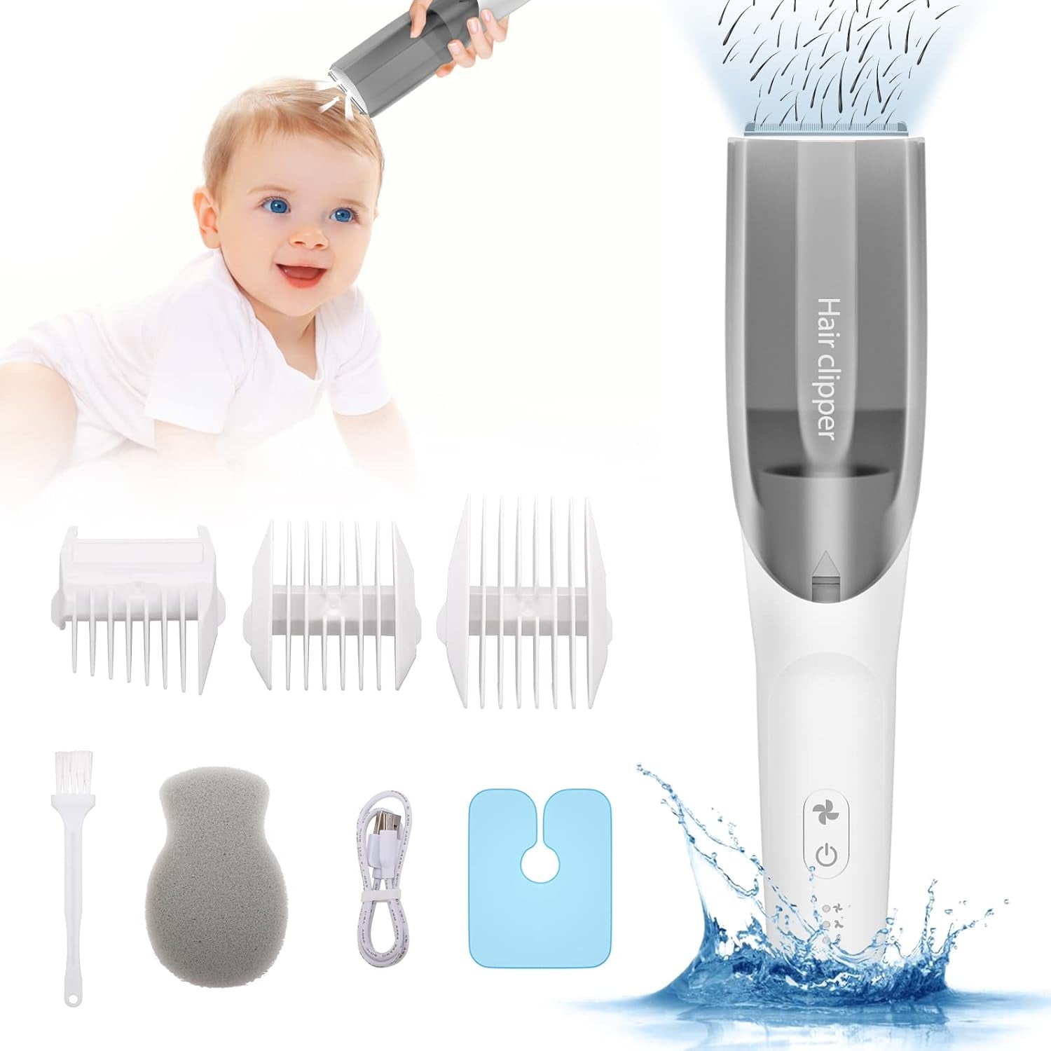 Babytondeuse, tondeuse voor kinderen, geruisloze tondeuse voor peuters met 3 geleidekammen, waterdichte kinderen - Bad- en huidverzorging Naty Shop standaardtitel