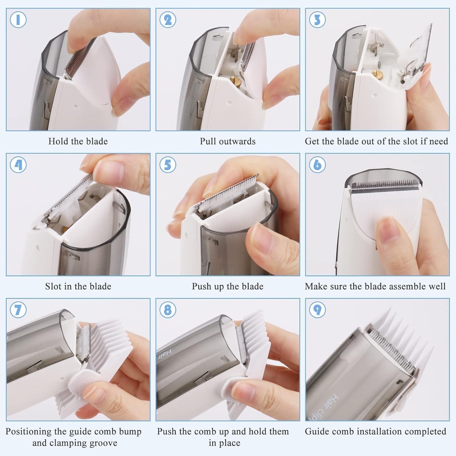 Babytondeuse, tondeuse voor kinderen, geruisloze tondeuse voor peuters met 3 geleidekammen, waterdicht voor kinderen - Bad en huidverzorging Naty Shop