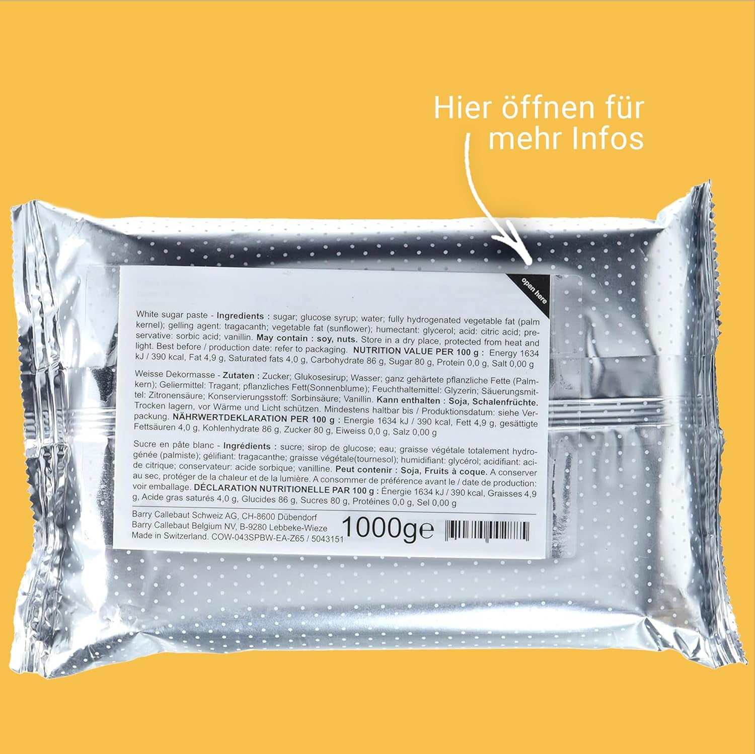 Massa Ticino Fondant Wit 2x 1kg - Premium suikerpasta voor decoratieve taarten, rolfondant - perfect voor taarten, modellering en decoraties - witte fondant voor professionele en amateurbakkers Suikerpasta Naty Shop