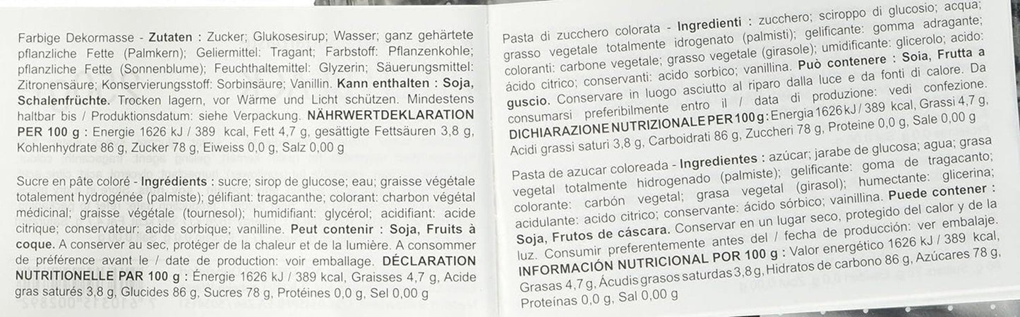 Massa Ticino rol, suikerpasta, zwart 250 g Suikerpasta Naty Shop