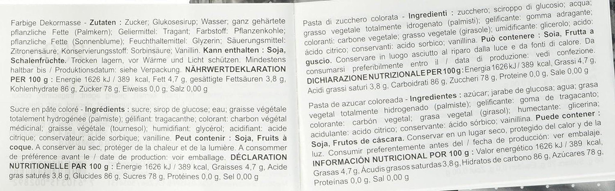 Massa Ticino rol, suikerpasta, zwart 250 g Suikerpasta Naty Shop