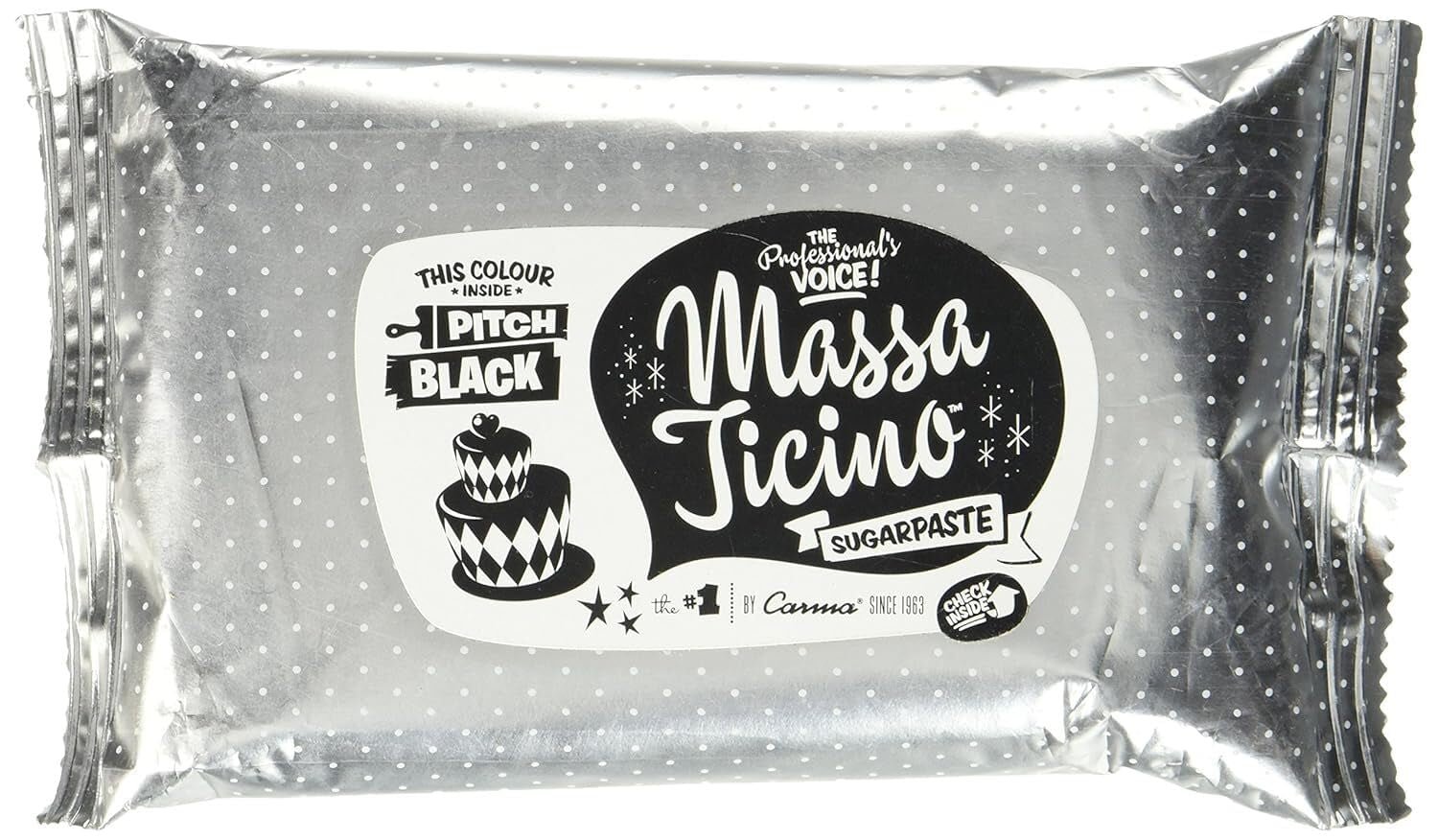 Massa Ticino rol, suikerpasta, zwart 250 g Suikerpasta Naty Shop Standaardtitel