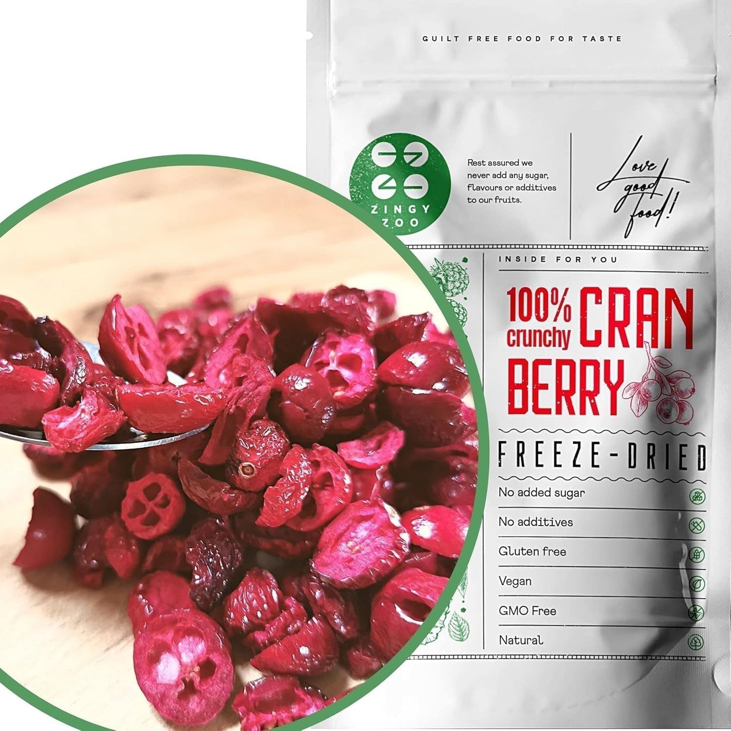 Gevriesdroogde veenbessen zonder suiker | XL 250g Gevriesdroogde natuurlijke ongezoete veenbessen | Gevriesdroogd natuurlijk wild fruit | Gevriesdroogde veenbessen | ZingyZoo Naty Shop gedehydrateerde producten 80G