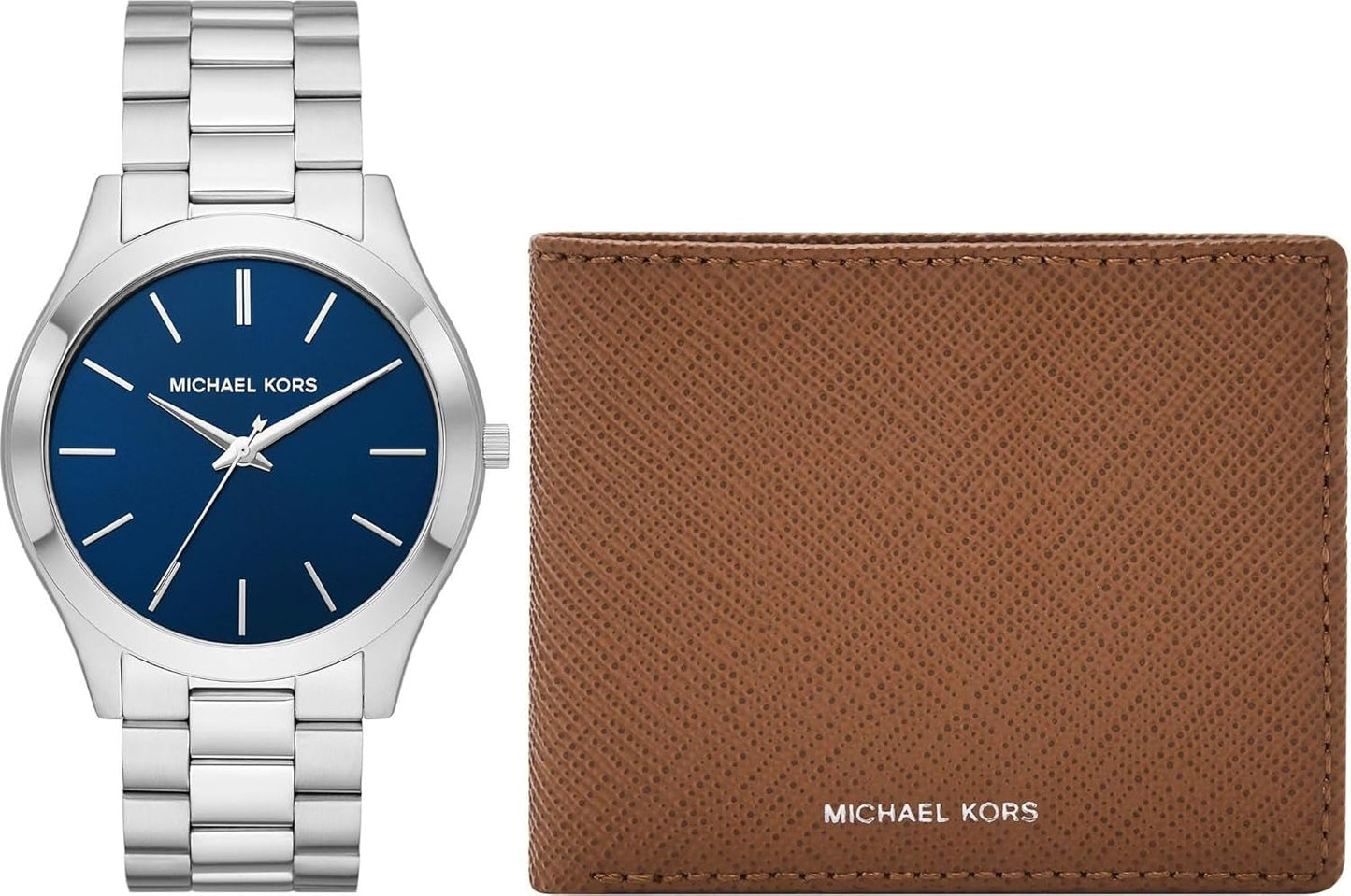 Michael Kors - Slim Runway Collection Zilverkleurig roestvrijstalen herenhorloge MK1060SET Portemonnee Heren Naty Shop Standaardtitel