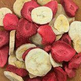 Mix van gevriesdroogd fruit ErdBana XL 300g | Gevriesdroogde bananen + gevriesdroogde aardbeien Proeverijset voor gevriesdroogd fruit | Aardbei en banaan gevriesdroogde fruitmix | ZingyZoo Naty Shop Gedehydrateerde producten 300 g (1 pak) Aardbeien en bananen