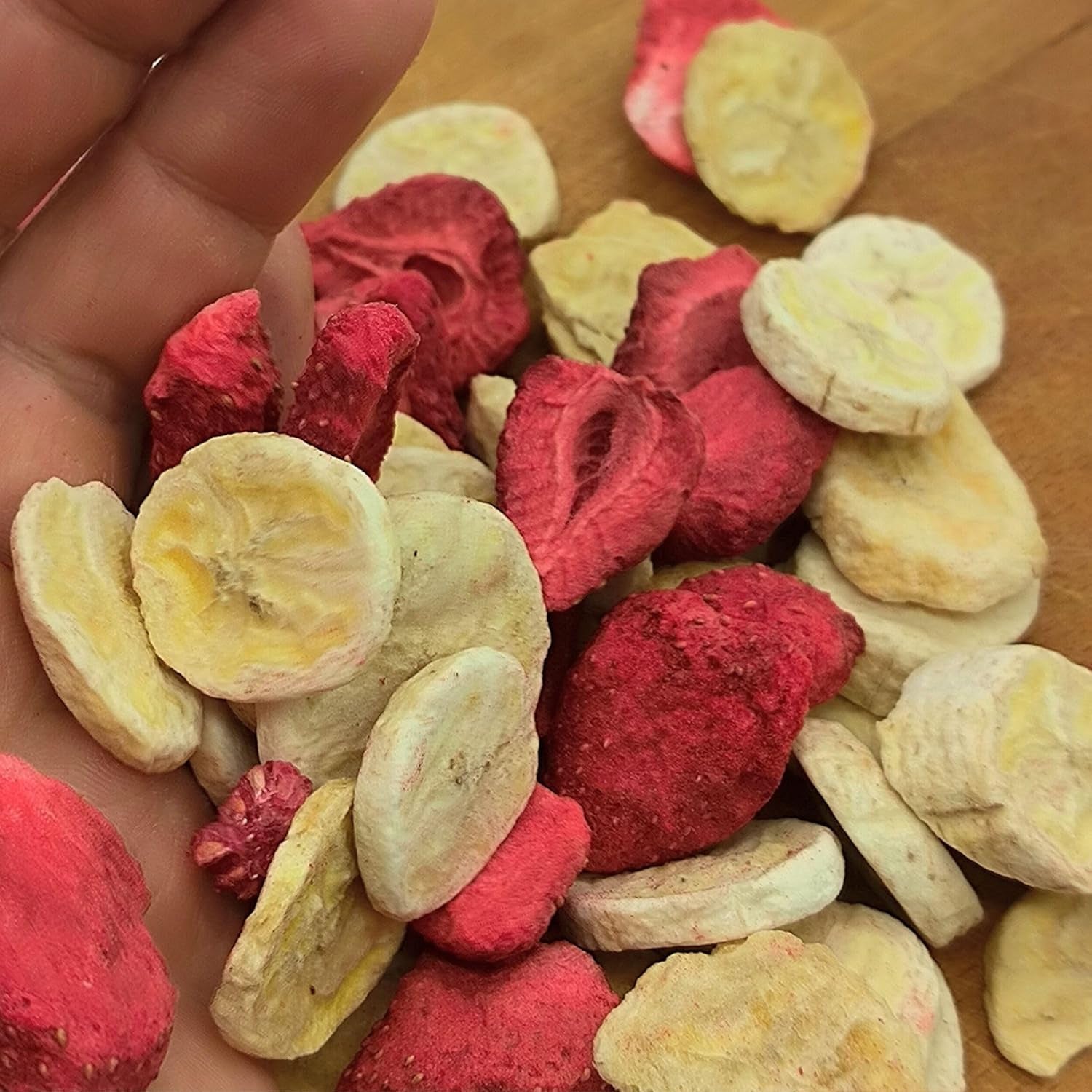 Mix van gevriesdroogd fruit ErdBana XL 300g | Gevriesdroogde bananen + gevriesdroogde aardbeien Proeverijset voor gevriesdroogd fruit | Aardbei en banaan gevriesdroogde fruitmix | ZingyZoo Gedroogde producten Naty Shop