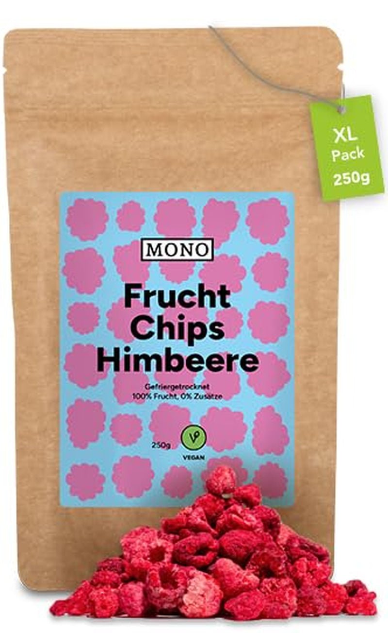 Mono gevriesdroogde chips - 300g aardbeichips van 100% natuurlijke aardbeien - gedroogd tropisch fruit - gedroogd aardbeifruit - snack voor muesli en desserts - aardbeienchips Gedroogde producten Naty Shop Frambozen