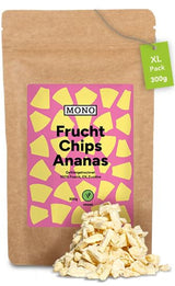 Mono gevriesdroogde chips - 300g aardbeichips van 100% natuurlijke aardbeien - gedroogd tropisch fruit - gedroogd aardbeifruit - snack voor muesli en desserts - aardbeienchips Gedroogde producten Naty Shop Ananaschips