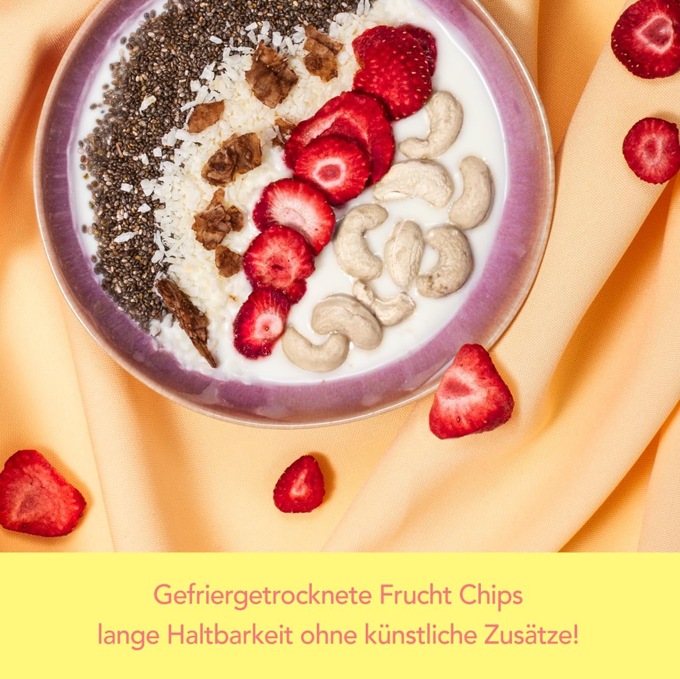 Mono gevriesdroogde chips - 300g aardbeichips van 100% natuurlijke aardbeien - gedroogd tropisch fruit - gedroogd aardbeifruit - snack voor muesli en desserts - aardbeienchips Gedroogde producten Naty Shop