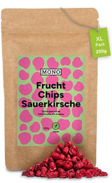 Mono gevriesdroogde chips - 300g aardbeichips van 100% natuurlijke aardbeien - gedroogd tropisch fruit - gedroogd aardbeifruit - snack voor muesli en desserts - aardbeienchips Gedroogde producten Naty Shop Bittere kersen