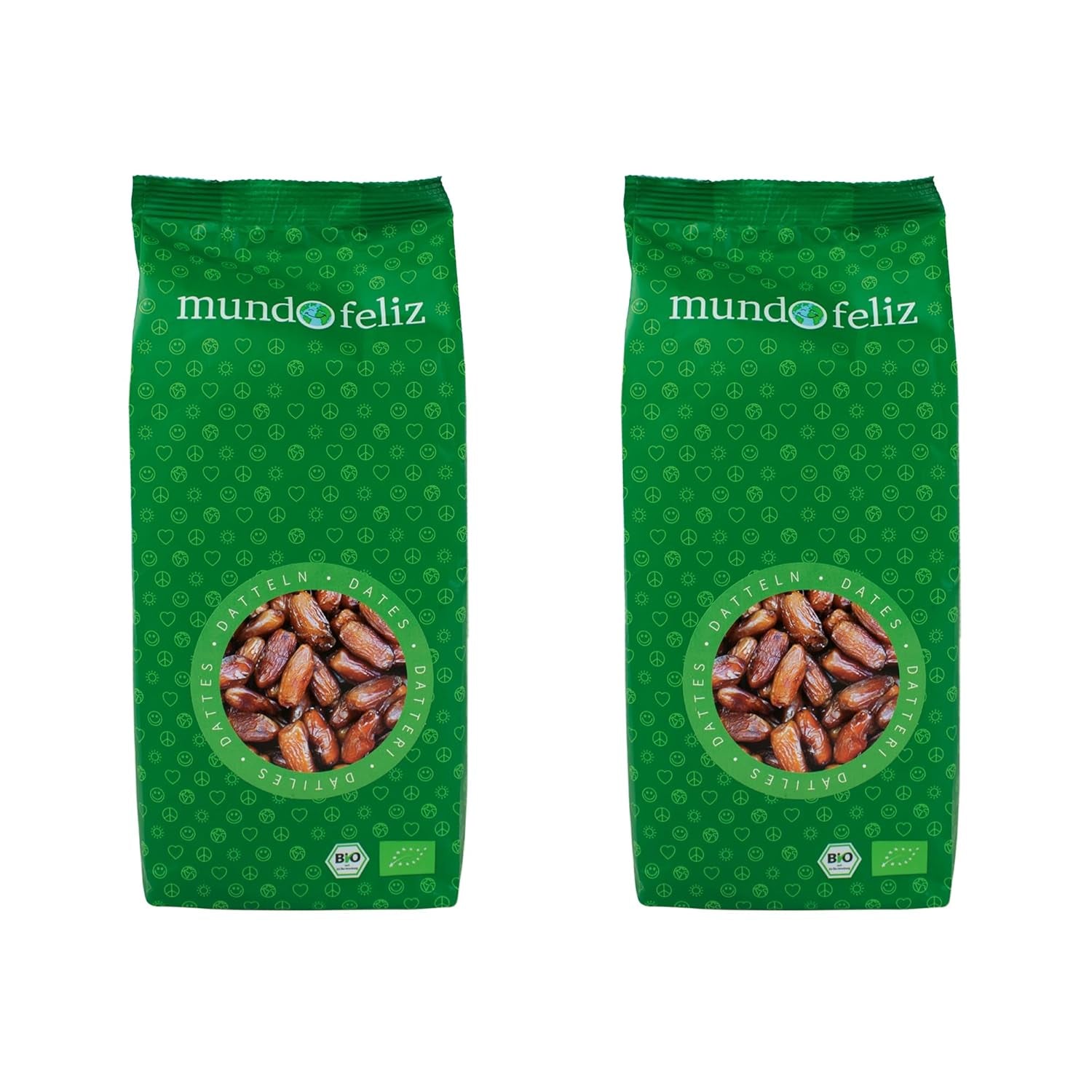 Mundo Feliz Biologische gedroogde dadels met pitten 2 x 500 g Naty Shop Gedehydrateerde producten 500 g (pak van 2)
