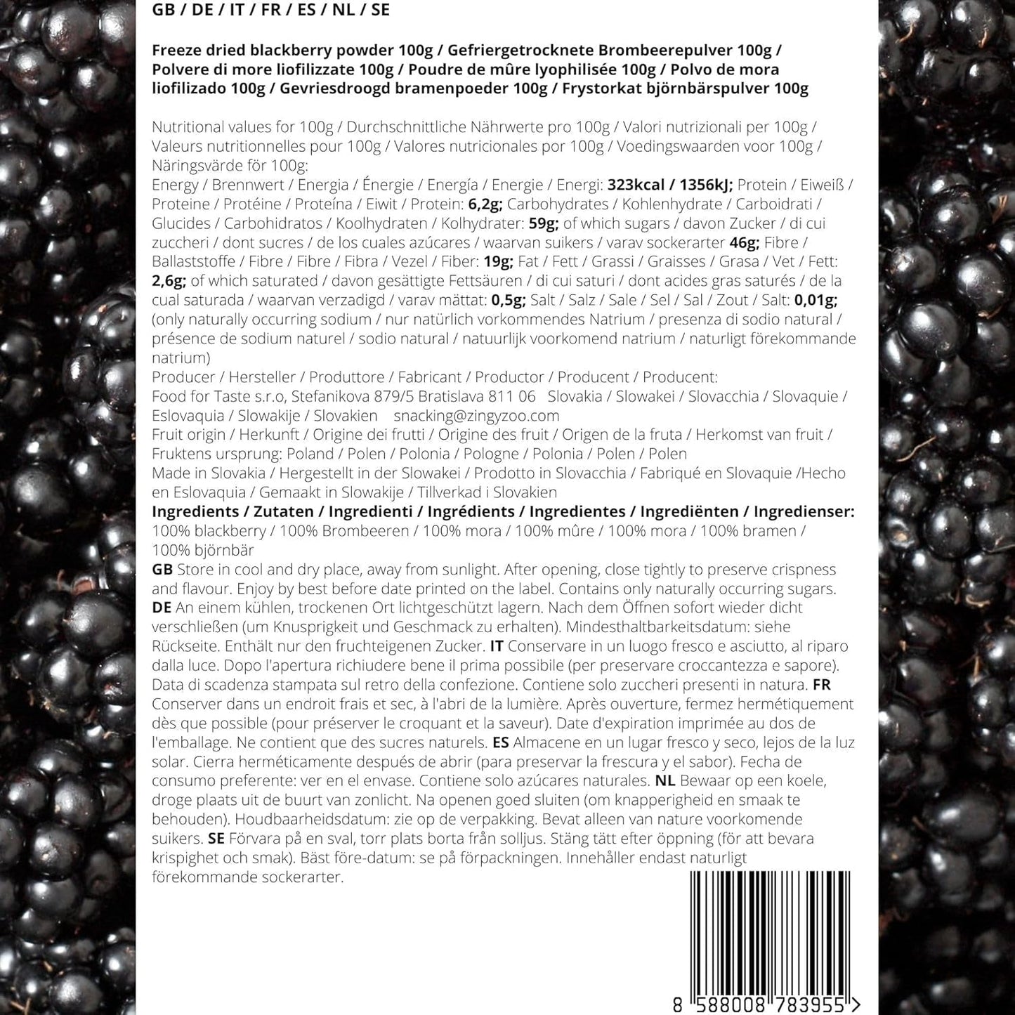 Gevriesdroogde bramen in poeder | 100% gevriesdroogd fruitpoeder Natuurlijk gedroogd fruit zonder toevoegingen | fruitpoeder Gevriesdroogd fruit bramenpoeder Gedehydrateerde producten Naty Shop
