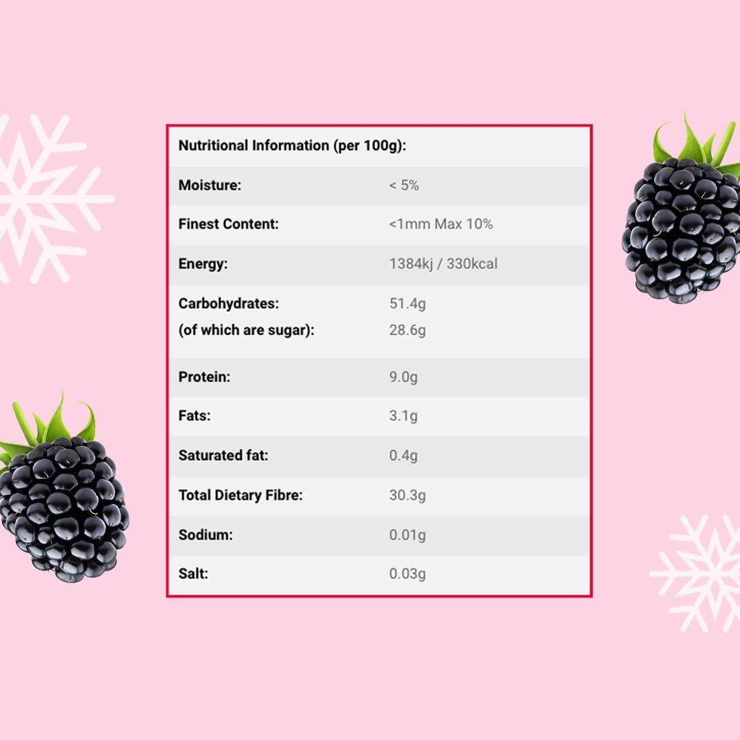 Gevriesdroogde hele bramen 100g - Gevriesdroogd fruit - Gevriesdroogd gedroogd fruit - Gevriesdroogde hele bramen voor bakken, decoreren van taarten, snacks, muesli, desserts Gedroogde producten Naty Shop