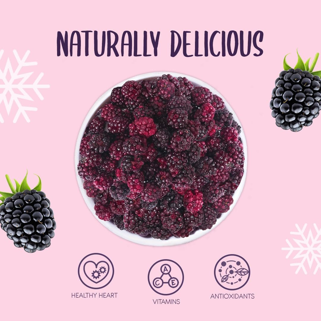 Gevriesdroogde hele bramen 100g - Gevriesdroogd fruit - Gevriesdroogd gedroogd fruit - Gevriesdroogde hele bramen voor bakken, decoreren van taarten, snacks, muesli, desserts Gedroogde producten Naty Shop