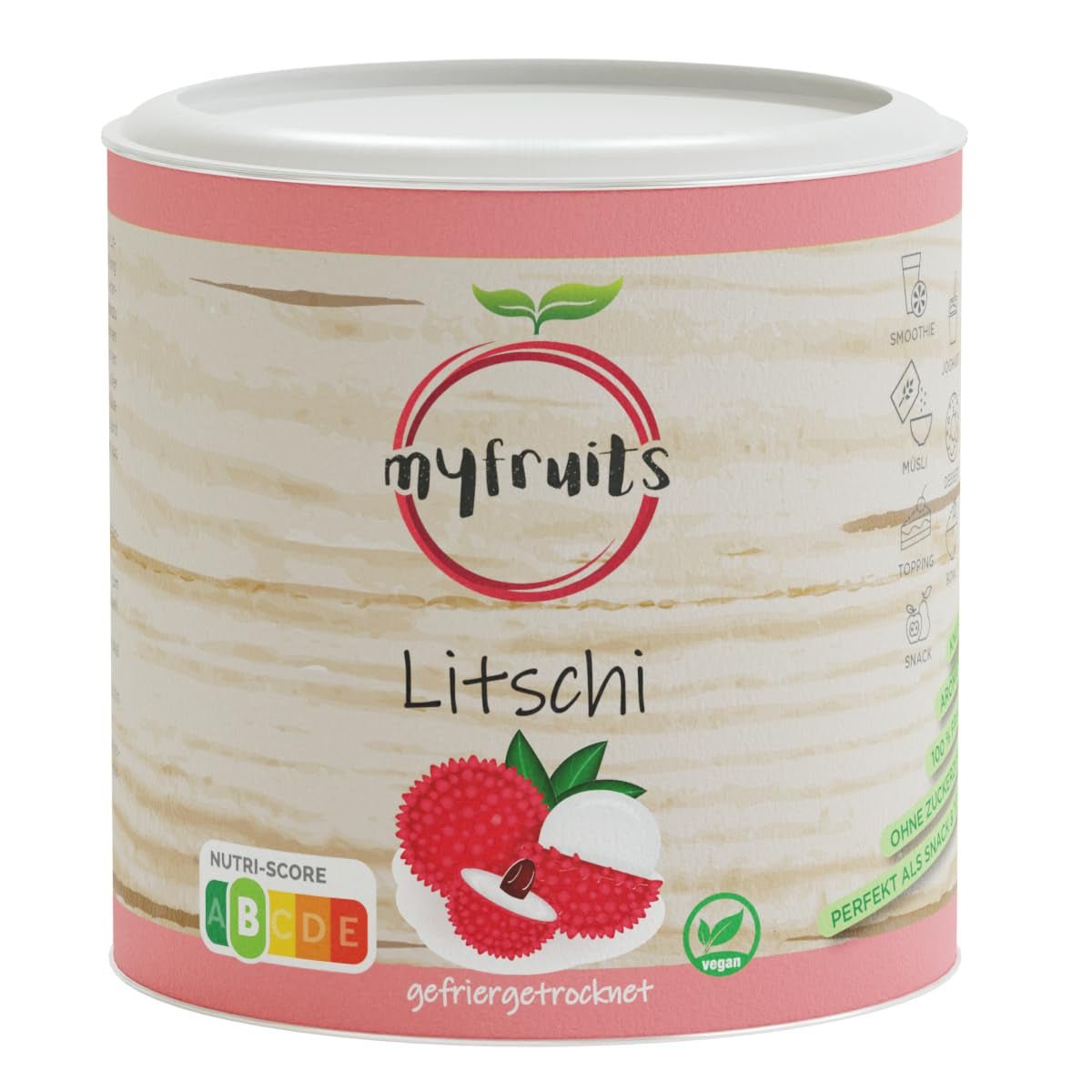 myfruits lychee, gevriesdroogd, 80g, geen toevoegingen, 100% fruit, gevriesdroogd fruit en gedroogd fruit Gedehydrateerde producten Naty Shop Standaard titel