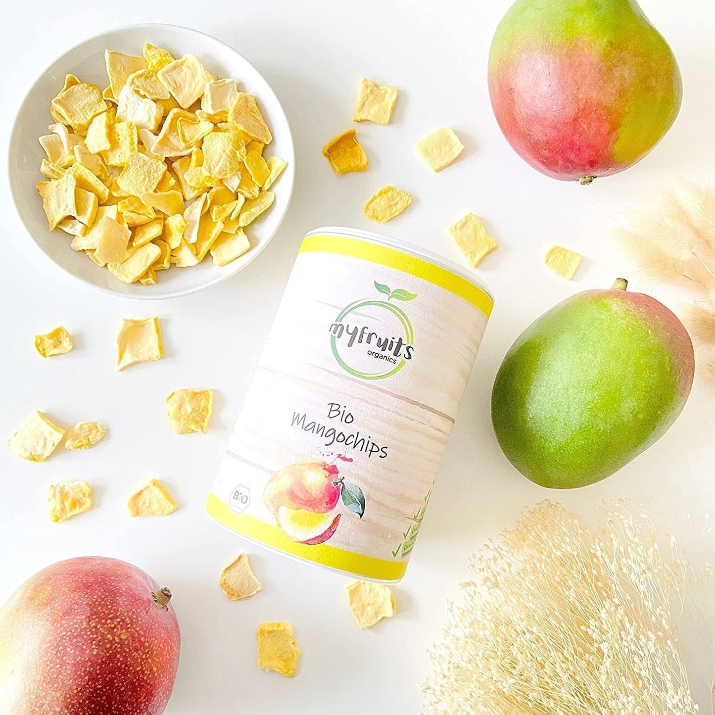 myfruits biologische mango, gevriesdroogd fruit, 300g, fruitchips, geen toevoegingen, 100% mango, gevriesdroogd en gedroogd fruit voor muesli of snacks... Gedroogde producten Naty Shop