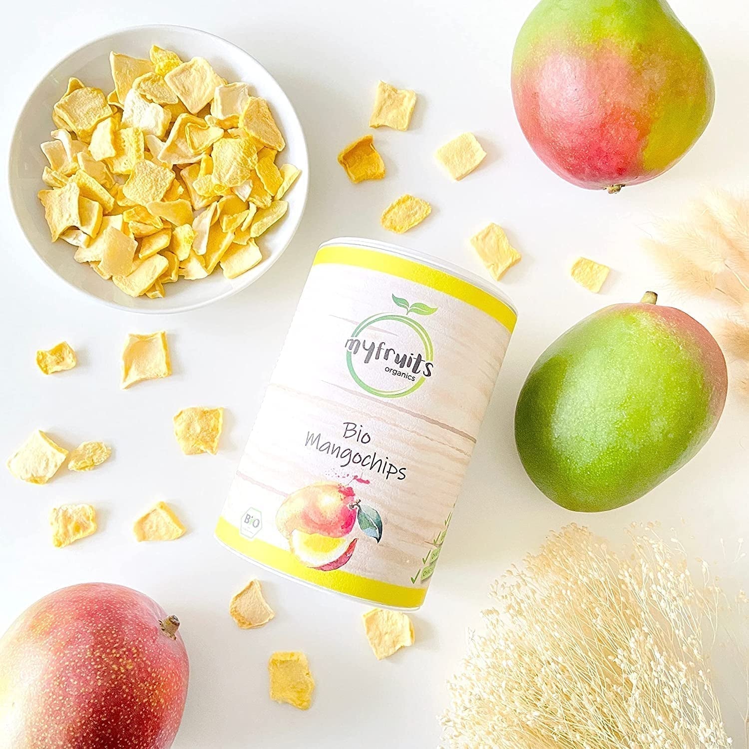 myfruits biologische mango, gevriesdroogd fruit, 300g, fruitchips, geen toevoegingen, 100% mango, gevriesdroogd en gedroogd fruit voor muesli of snacks... Gedroogde producten Naty Shop