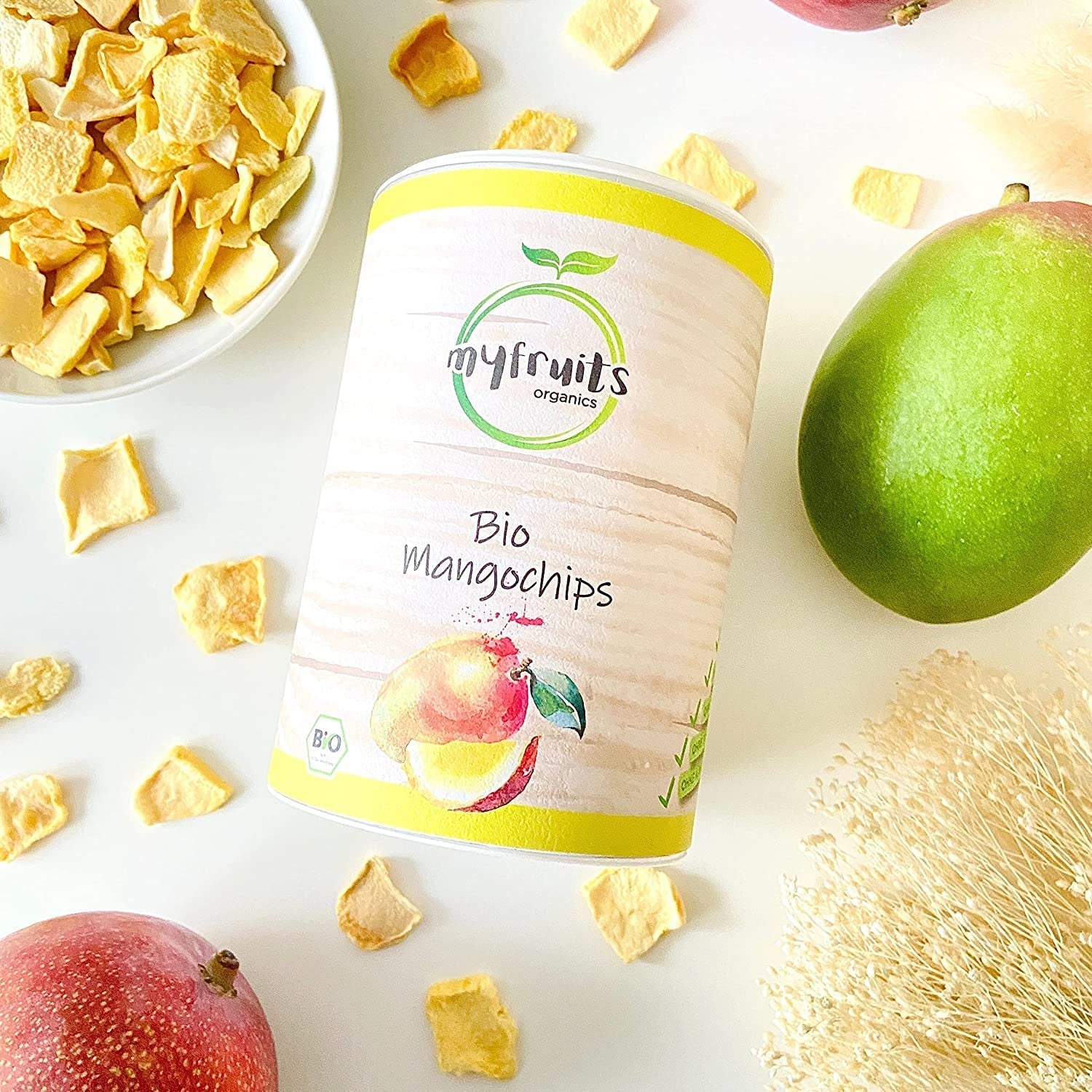 myfruits biologische mango, gevriesdroogd fruit, 300g, fruitchips, geen toevoegingen, 100% mango, gevriesdroogd en gedroogd fruit voor muesli of snacks... Gedroogde producten Naty Shop