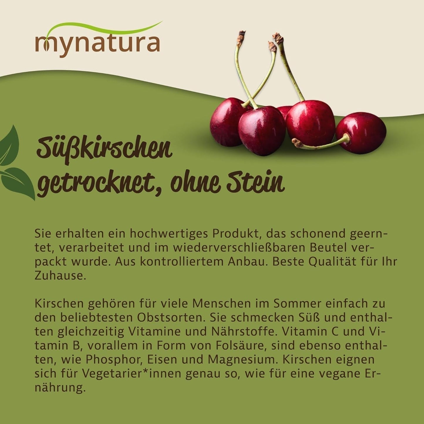 Mynatura zoete, gedroogde, pitloze kersen I Ongezoet I Gedroogd fruit I Geen toevoegingen I Bakken I Kersen I Snack I Muesli I Veganistisch I Zakje (1x 1000g) Gedroogde producten Naty Shop