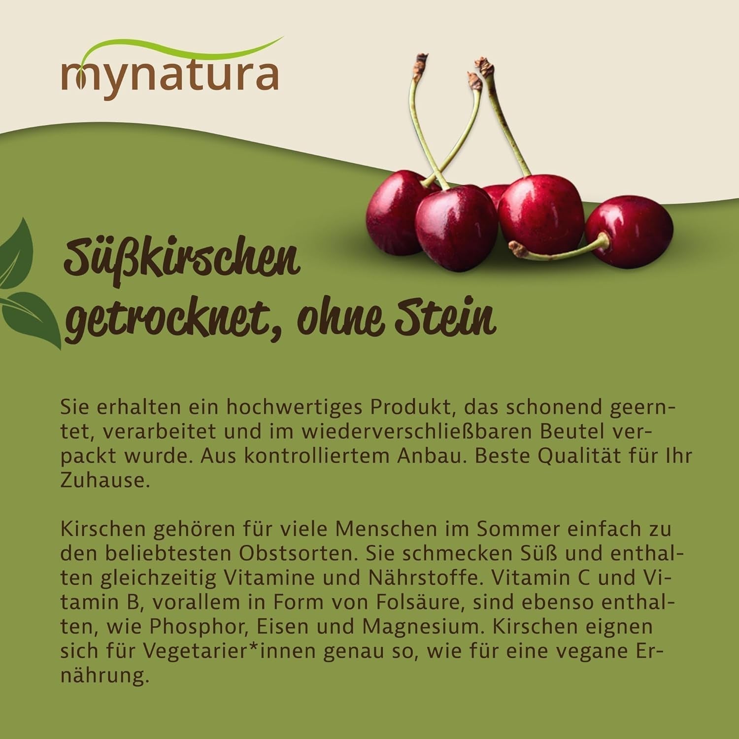 Mynatura zoete, gedroogde, pitloze kersen I Ongezoet I Gedroogd fruit I Geen toevoegingen I Bakken I Kersen I Snack I Muesli I Veganistisch I Zakje (1x 1000g) Gedroogde producten Naty Shop
