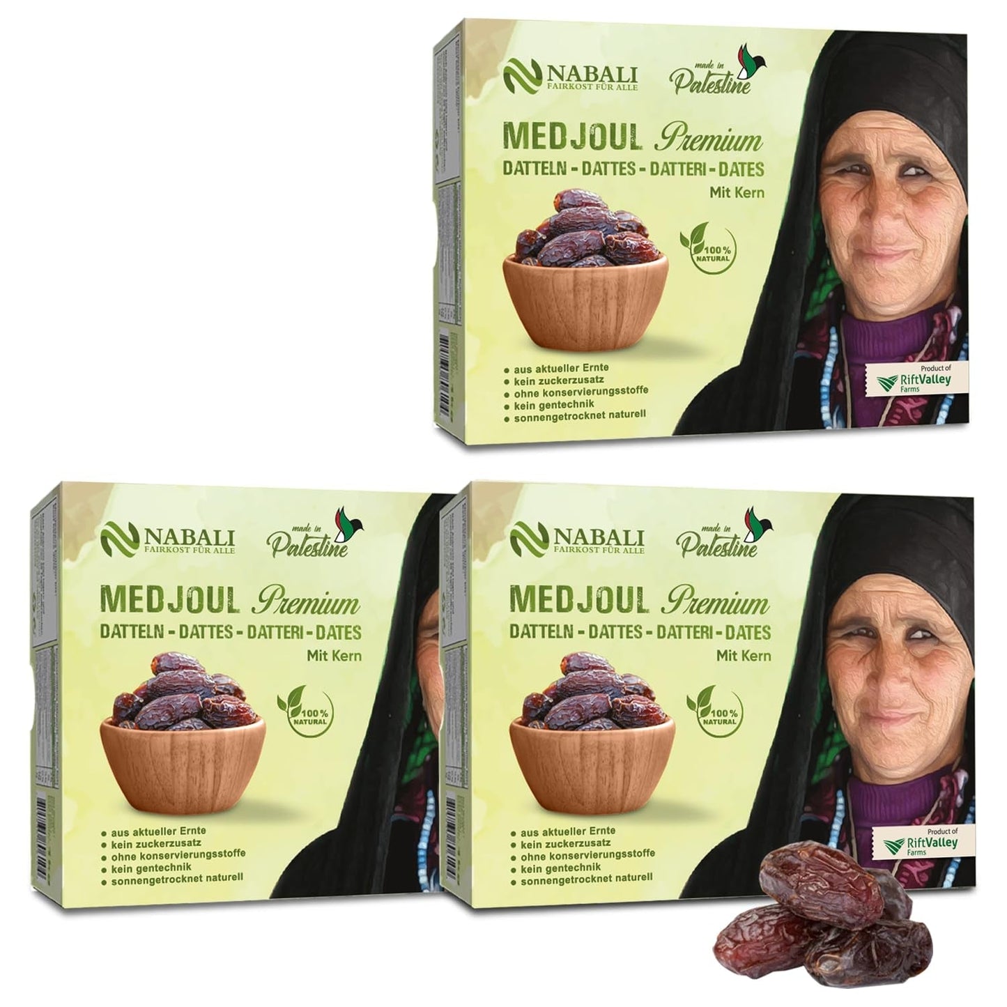 NABALI FAIRKOST FOR ALL Dadels Medjool Medjoul uit Palestina - 100% natuurlijk veganistisch aromatisch traditioneel fris en oriëntaals I zonder conserveermiddelen 5 kg (1 pakje), Small/Medium Naty Shop gedehydrateerde producten 1kg (3 pakje) Large/Jumbo