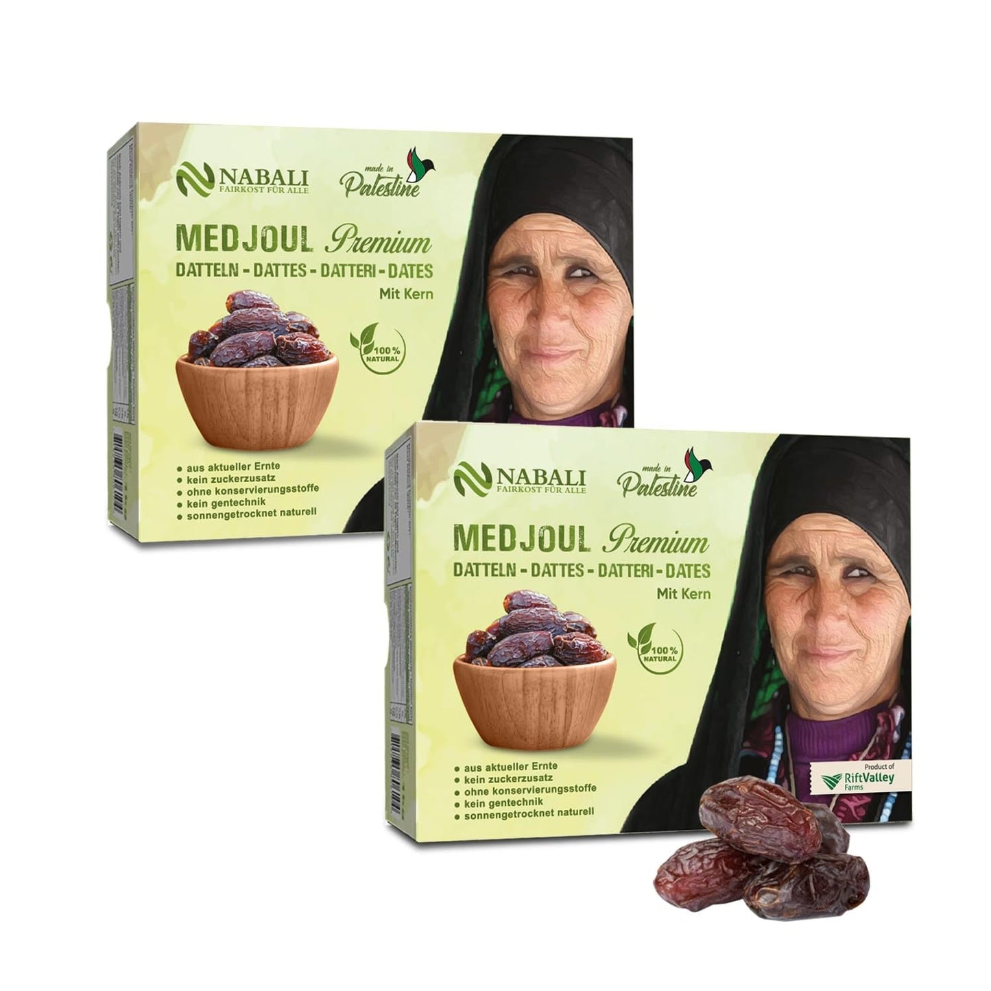 NABALI FAIRKOST FOR ALL Dadels Medjool Medjoul uit Palestina - 100% natuurlijk veganistisch aromatisch traditioneel fris en oriëntaals I zonder conserveermiddelen 5 kg (1 pakje), Klein/Medium Gedehydrateerde producten Naty Shop 1kg (pak van 2) Groot/Jumbo