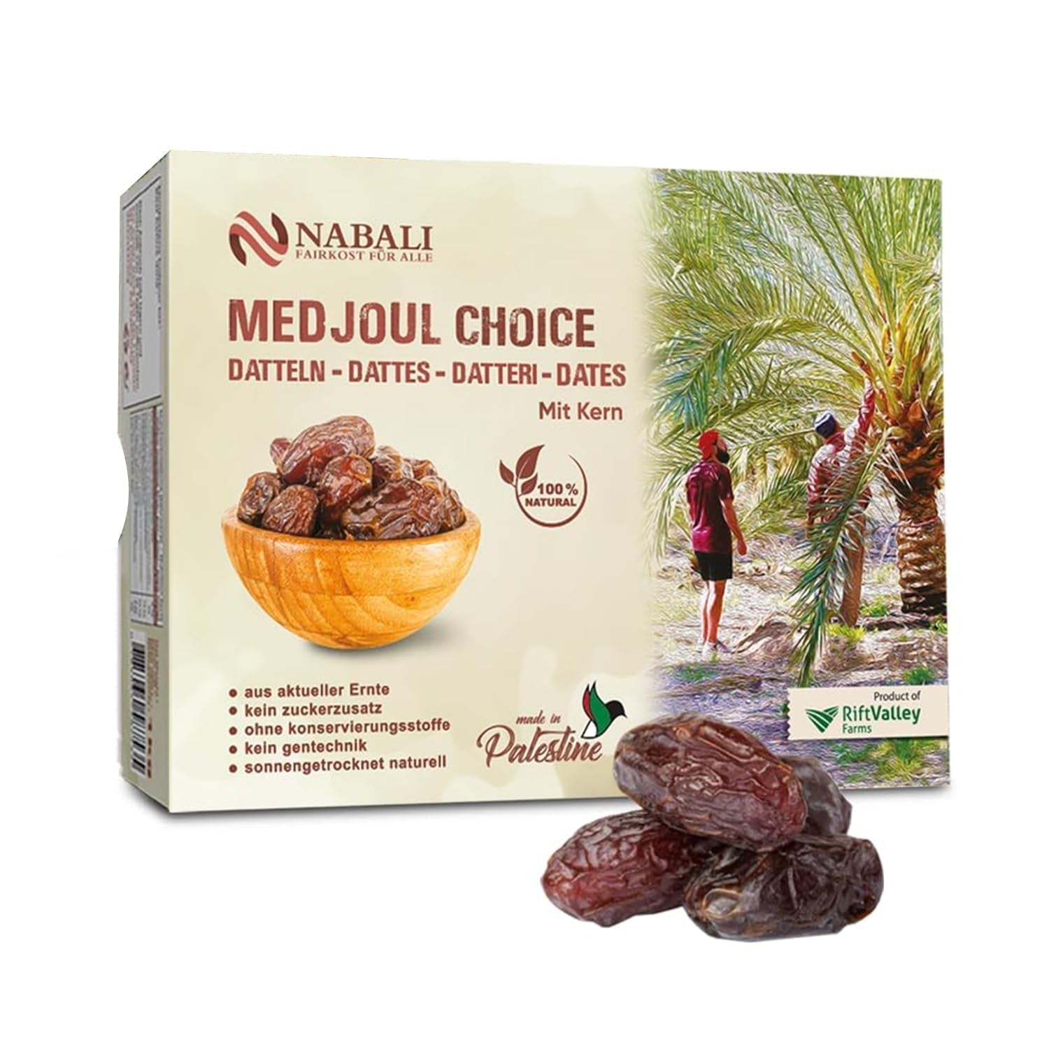 NABALI FAIRKOST VOOR ALLEN Medjoul - Medjool Dadels Keuze I - 100% natuurlijk aromatisch fris oriëntaals zacht I zoet als honing en gekarameliseerd I Herkomst: Palestina I (1x1KG) Gedehydrateerde producten Naty Shop 5 kg (1 verpakking)