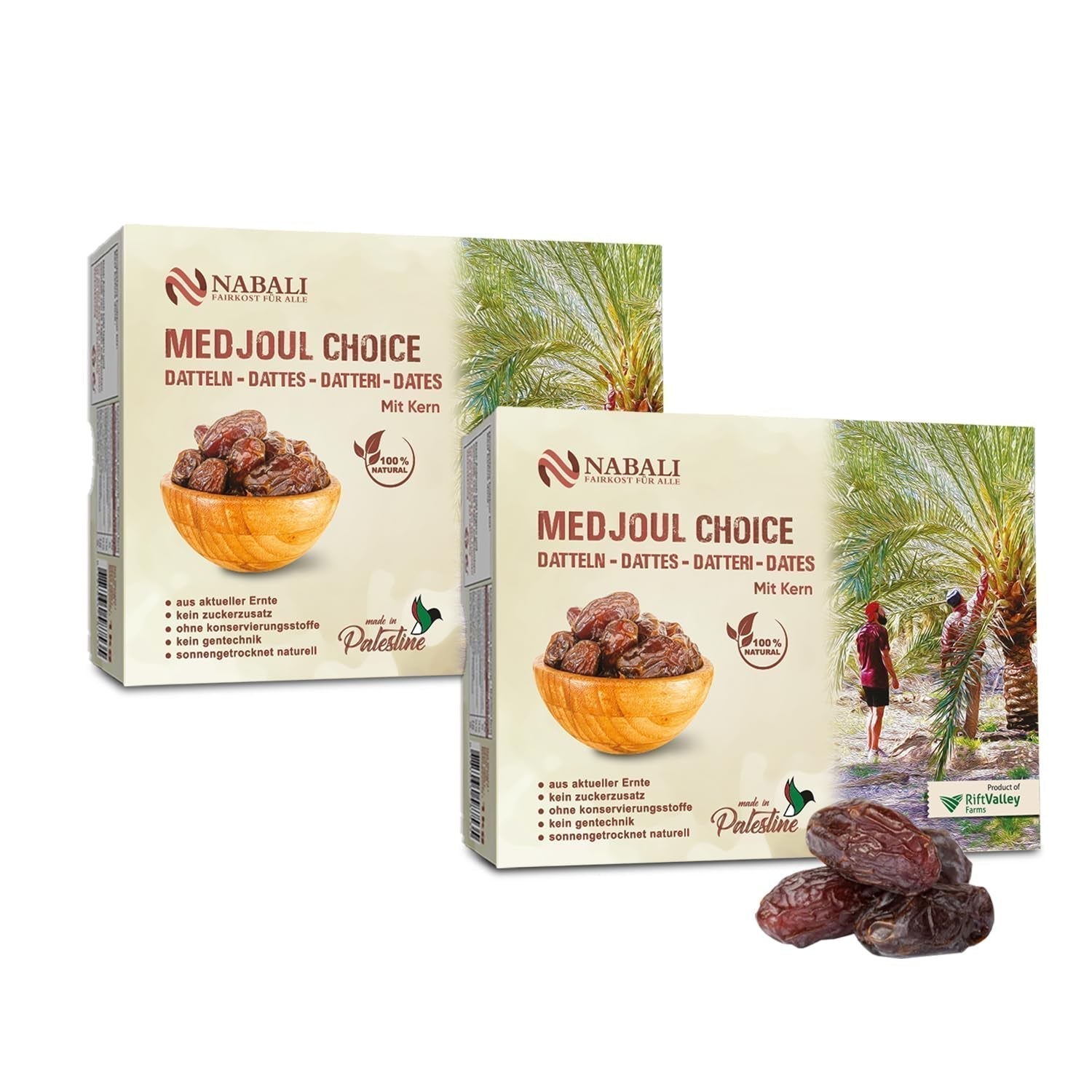 NABALI FAIRKOST VOOR ALLEN Medjoul - Medjool Dadels Keuze I - 100% natuurlijk aromatisch fris oriëntaals zacht I zoet als honing en gekarameliseerd I Herkomst: Palestina I (1x1KG) Gedehydrateerde producten Naty Shop 2 kg (1 verpakking)