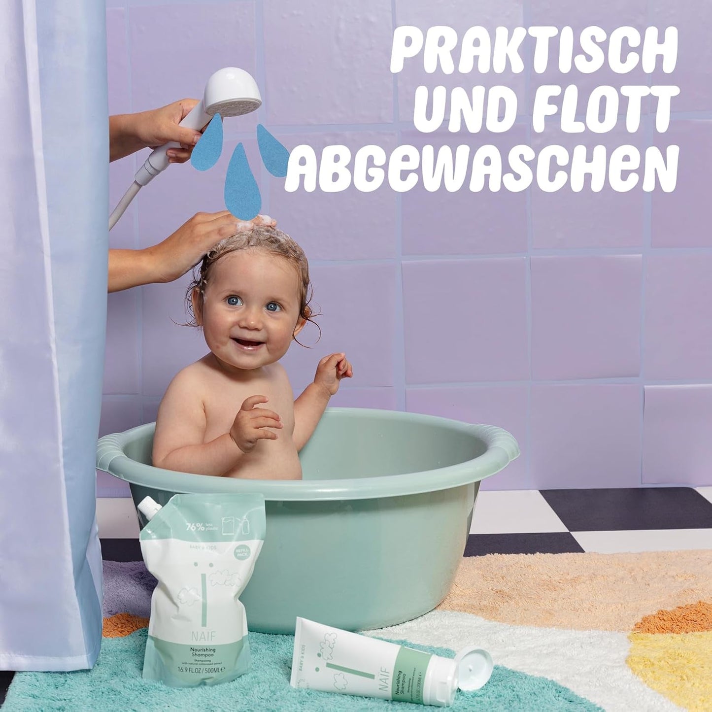 Naïf - Verzorgende shampoo - voor baby's en kinderen - Babyshampoo met natuurlijke ingrediënten - 100% vegan - 0% SLES - Zonder microplastics, siliconen en parabenen - 200 ml Kinderen - Bad- en Huidverzorging Naty Shop