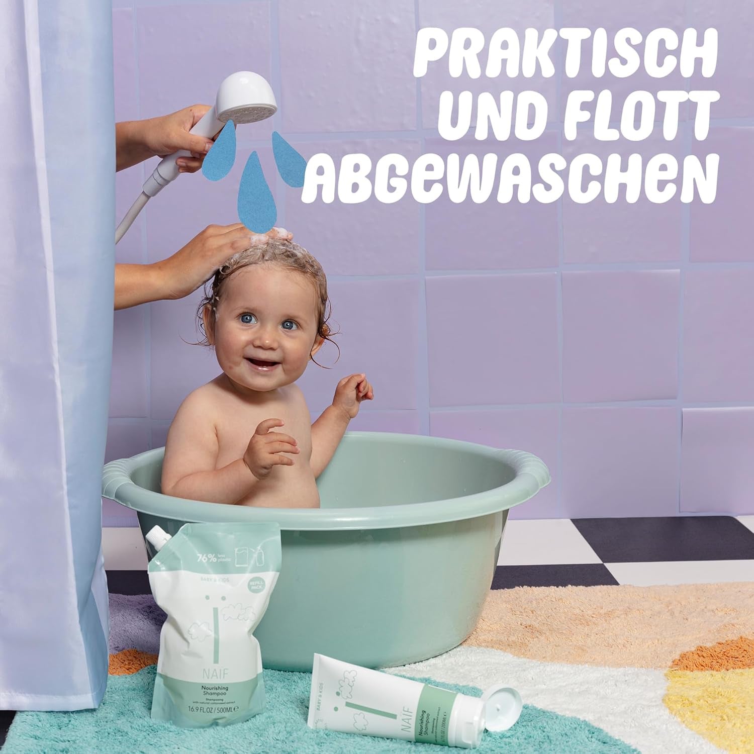 Naïf - Verzorgende shampoo - voor baby's en kinderen - Babyshampoo met natuurlijke ingrediënten - 100% vegan - 0% SLES - Zonder microplastics, siliconen en parabenen - 200 ml Kinderen - Bad- en Huidverzorging Naty Shop