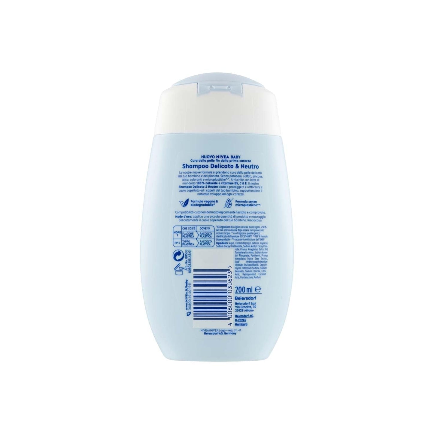 NIVEA BABY Zachte & Neutrale Shampoo 200 ml - Met bescherming tegen tranen, sulfaatvrij, voor zacht en klitvrij haar Kinderen - Bad- en huidverzorging Naty Shop