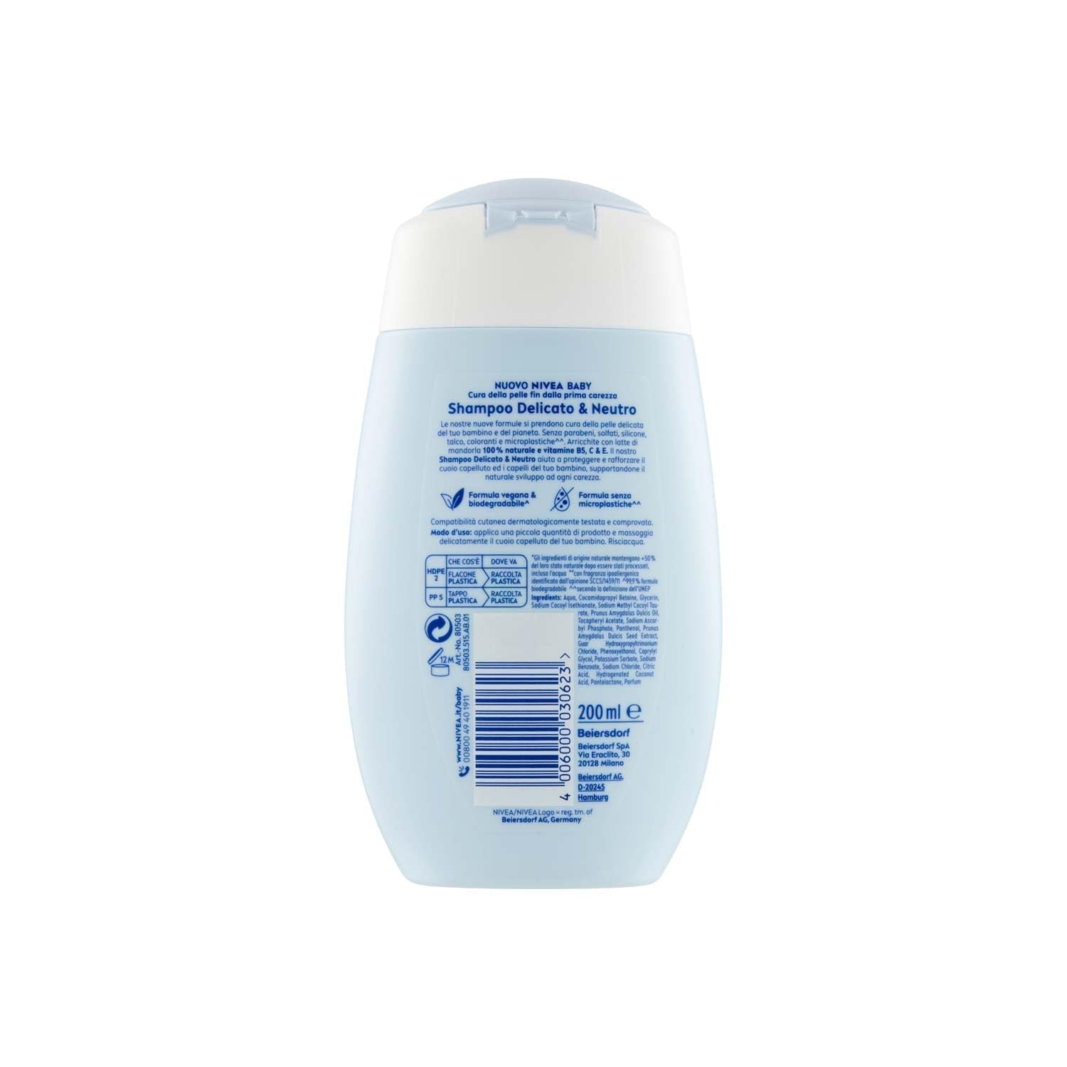 NIVEA BABY Zachte & Neutrale Shampoo 200 ml - Met bescherming tegen tranen, sulfaatvrij, voor zacht en klitvrij haar Kinderen - Bad- en huidverzorging Naty Shop