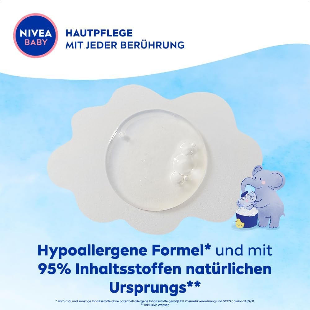 NIVEA BABY top tot teen bad & shampoo, zachte vegan shampoo voor kinderhuid en haar met amandelolie, ontspannende douchegel met hypoallergene formule zonder parabenen en microplastics (200 ml) Kinderen - Bad en Huidverzorging Naty Shop